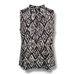 KC Stevens Women's Plus Size brown & White high neck sleeveless blouse - 2x